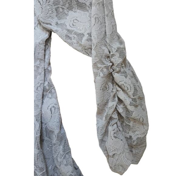 Style & Co-Taupe Stretch Nylon V-Neck 3/4 Sleeve Lace Blouse Sheer Size 3X - Picture 4 of 7